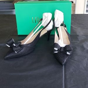 NIB J. Renee Gabino Dance Glitter Sling Back Heels